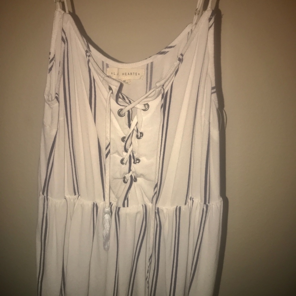 Navy and White Lace Up Tank (PacSun)